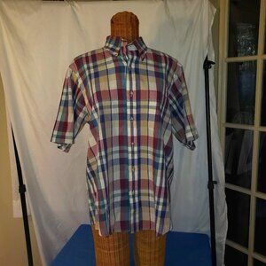 Men's GANT Plaid Short Sleeve Button Down - L